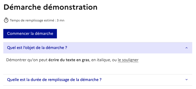 Aperçu de ce même texte faisant état d'une mise en gras, d'une mise en italique et d'un soulignement