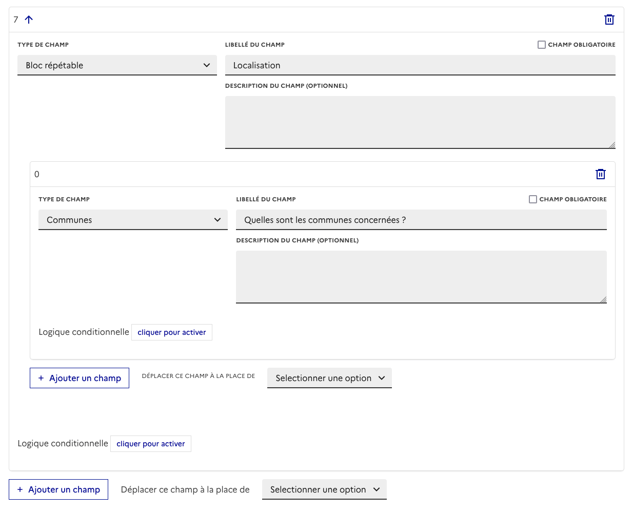 Exemple de configuration d’une répétition